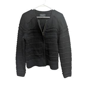 Black chunky knit zip cardigan by Banana Republic Limited Edition black label XL